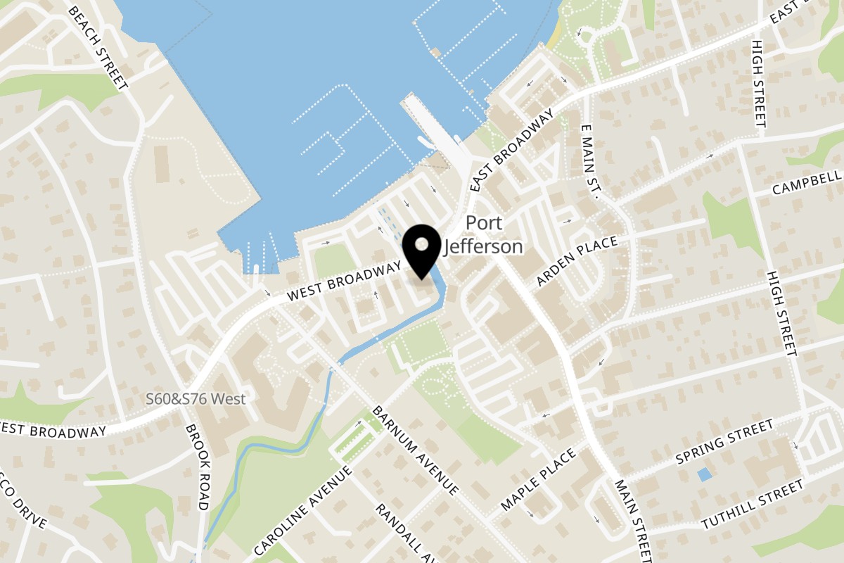 Map showing the location of Curry Club on 111 W Broadway in Port Jefferson